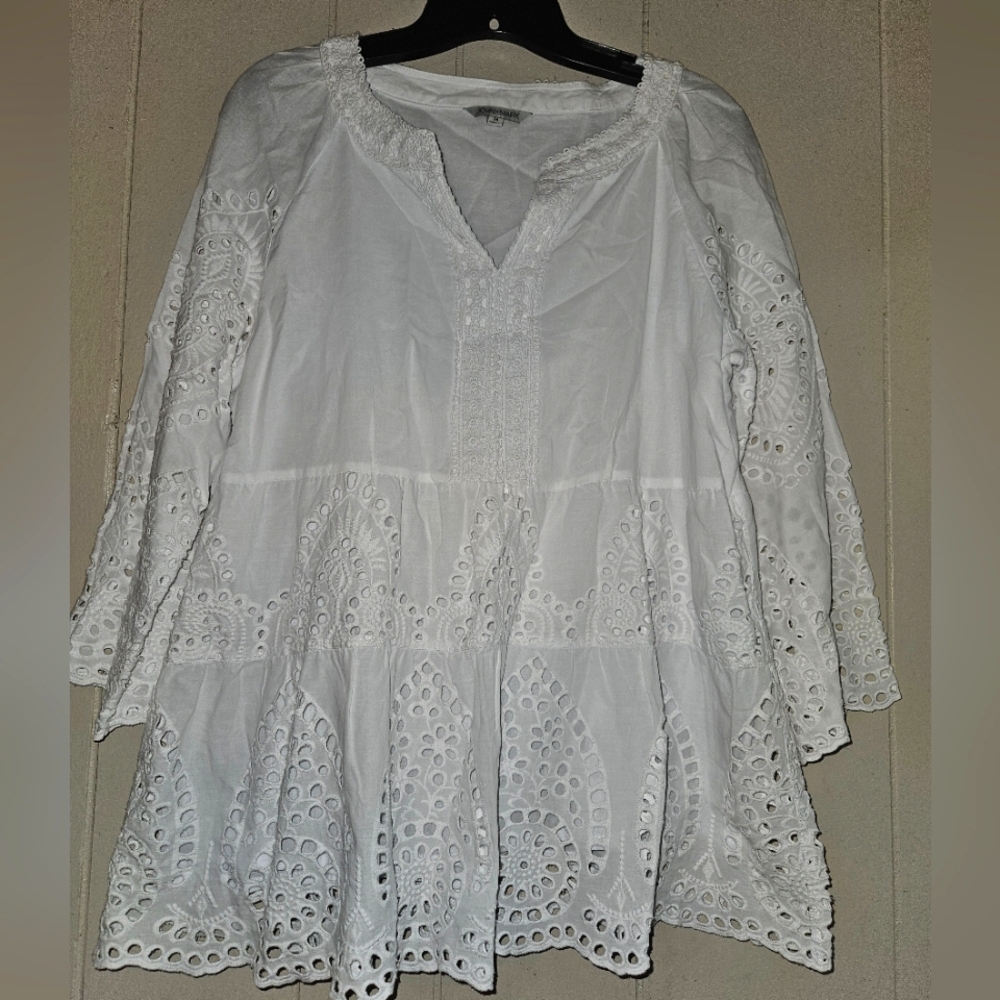 John Mark White Eyelet Blouse - Size M